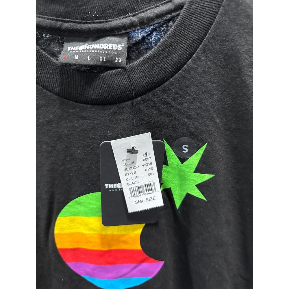 The Hundreds Think Huge Apple Bomb Rainbow Tee NWT Small Black Rare Double Sided